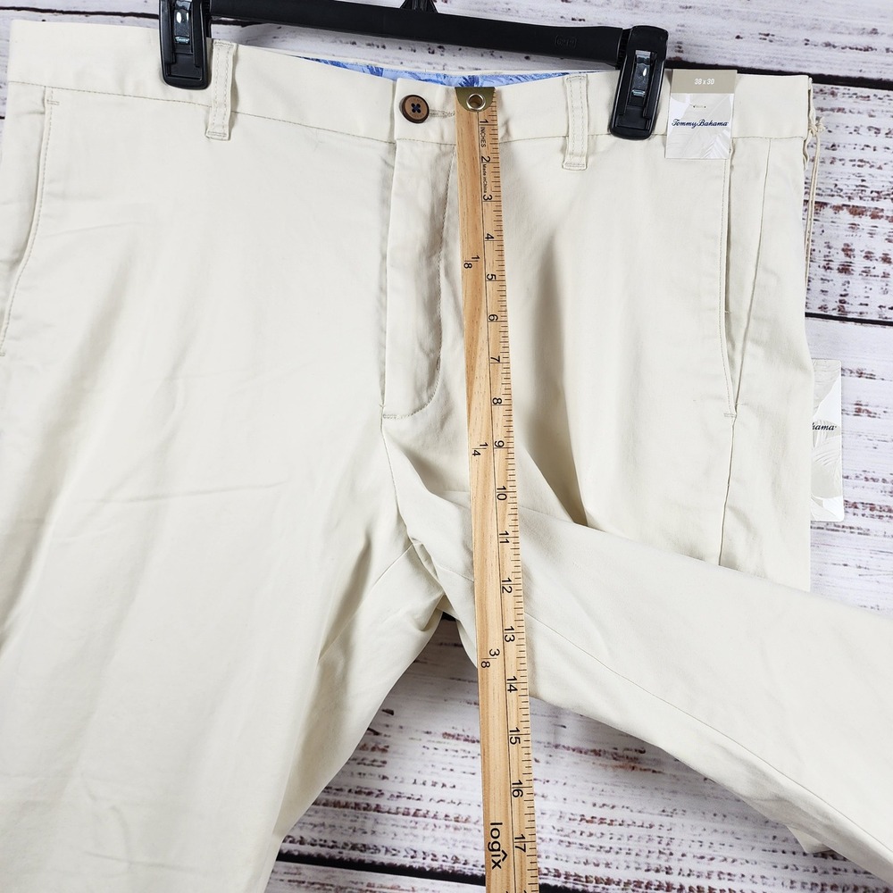 NWT Tommy Bahama Boracay Chino Pants Mens 38x30 Flat Front Ivory Stretch Cotton - Picture 10 of 12